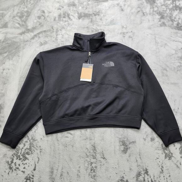 NEW The North Face Sweatshirt Womens M Black Horizon 1/2 Zip Fleece Pullover - Picture 1 of 14